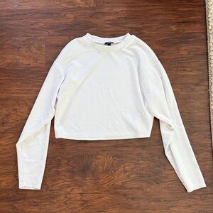 Express White Cropped Long Sleeve Women's Tee